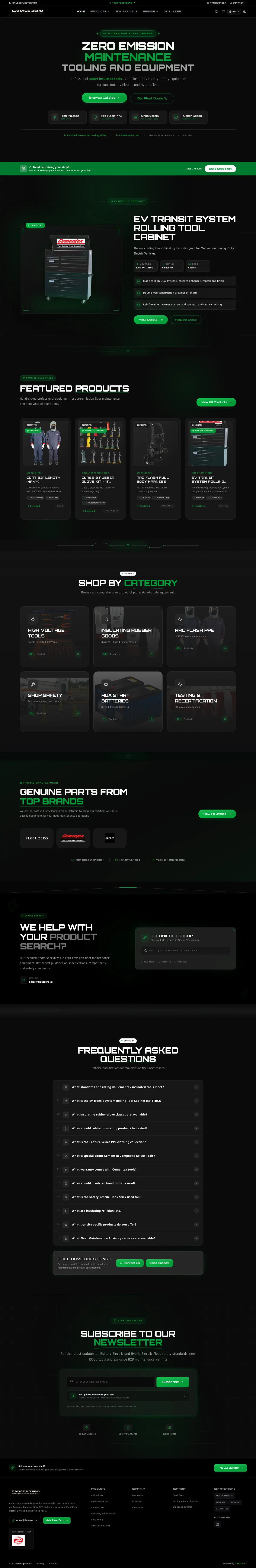 garagezero.ai homepage: Zero emission maintenance tooling and equipment