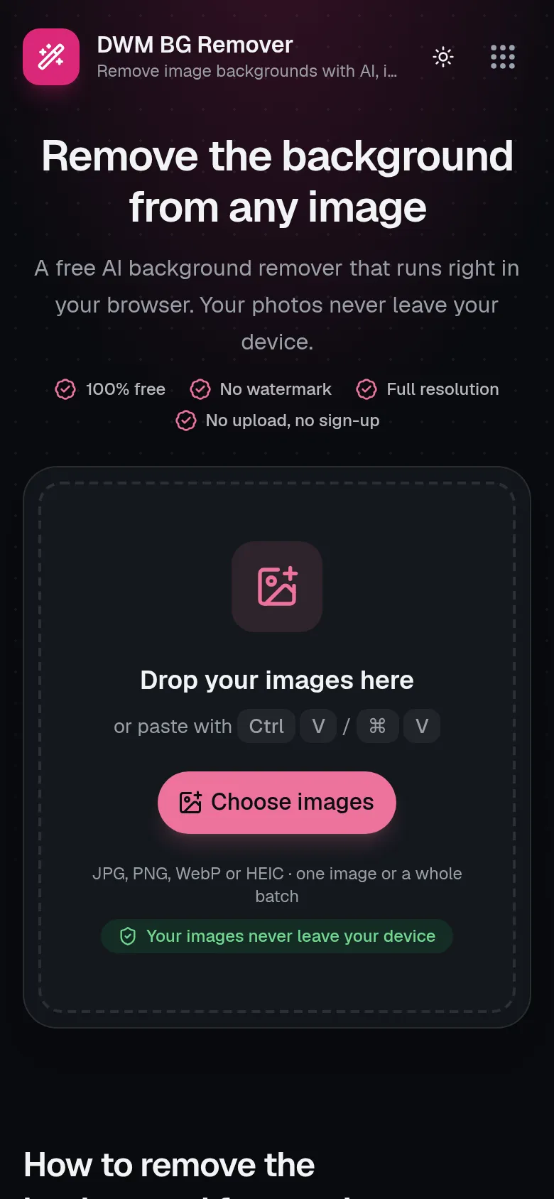 DWM BG Remover on a phone