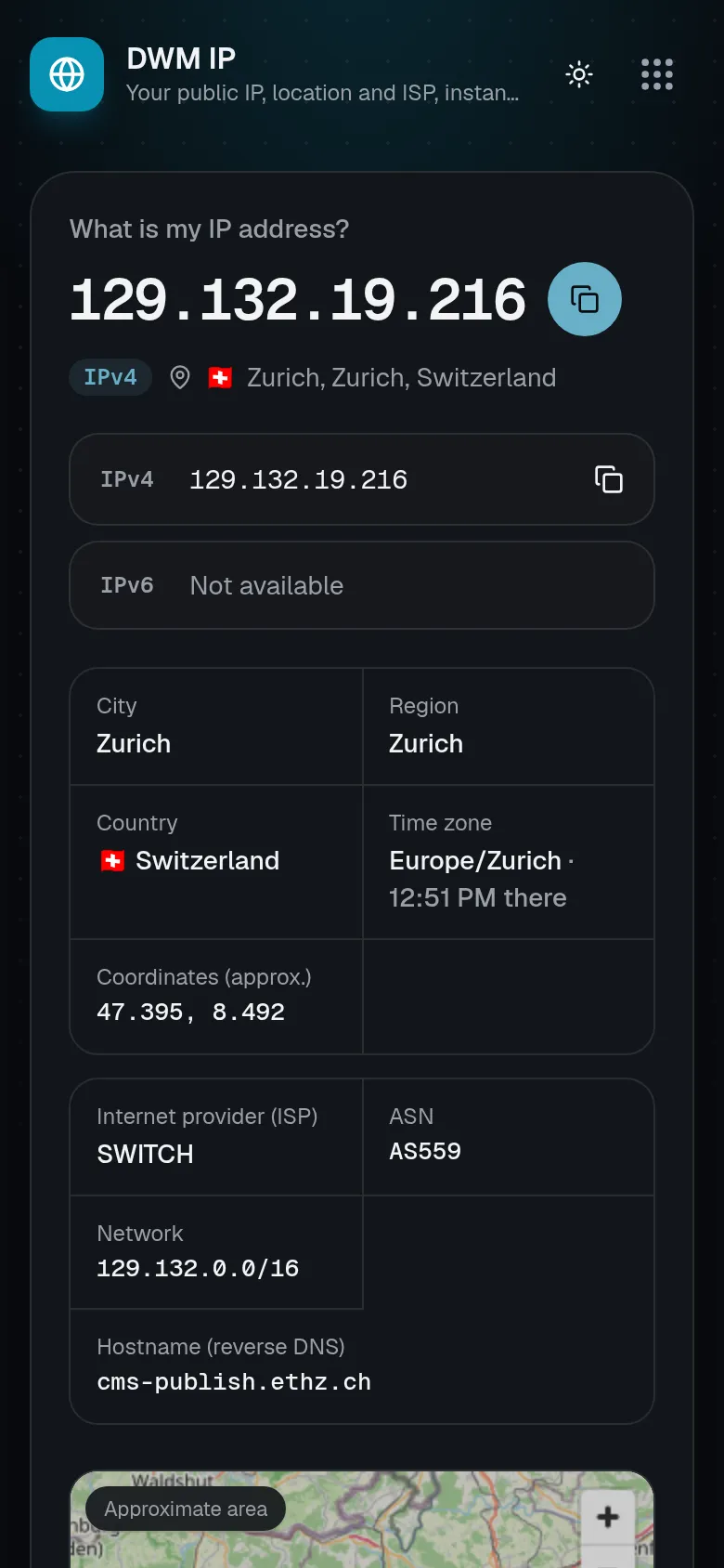 DWM IP on a phone